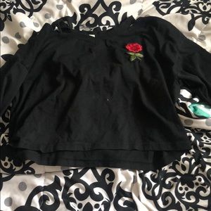 cropped off the shoulder long sleeve shirt